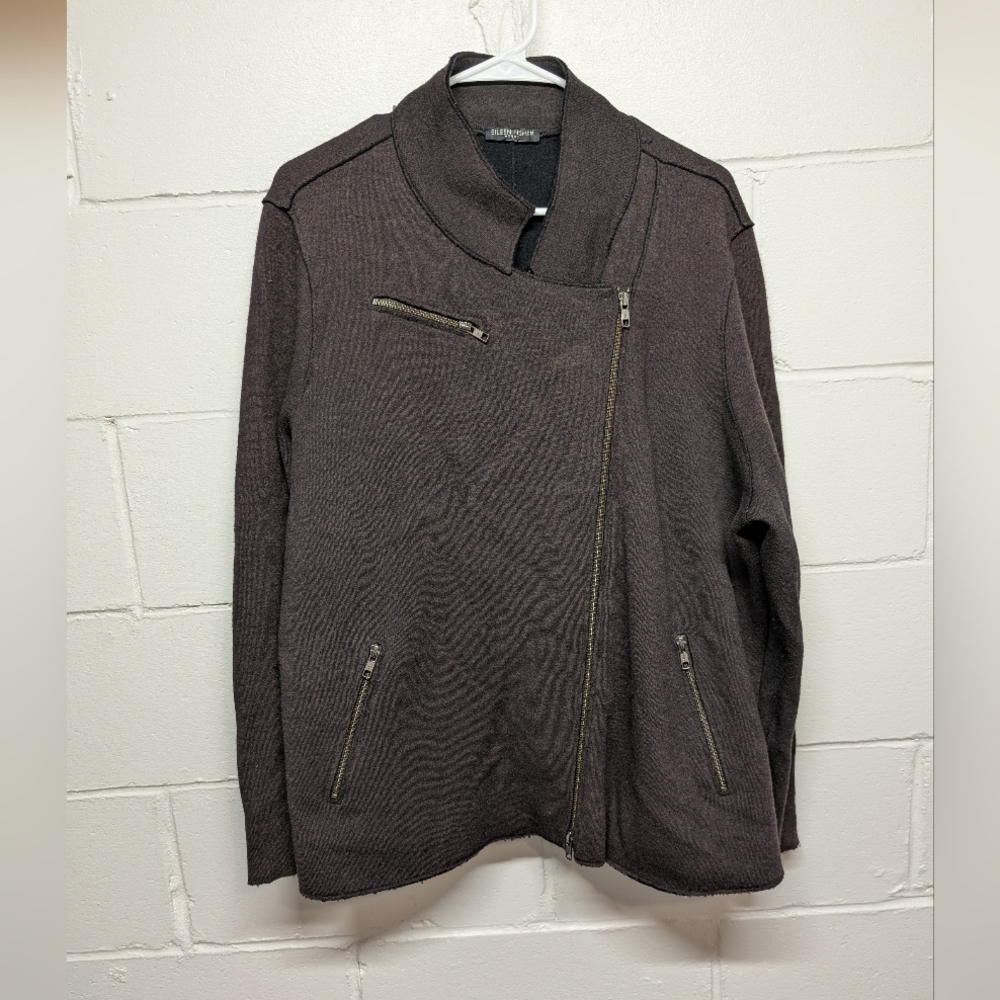 Eileen Fisher Merino Wool Brown Asymmetrical Zip Jacket (Women's XL - estimated)